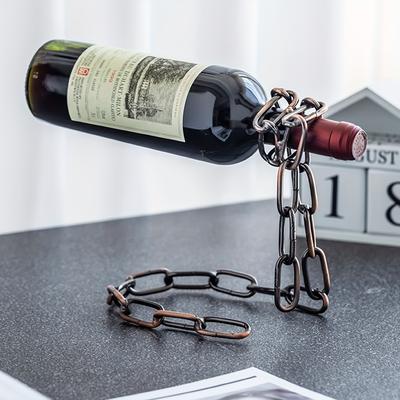 Μεταλλική Αλυσίδα Θήκη Μπουκαλιού Κρασιού, Διακοσμητική Κρεμαστή Ραφιέρα Κρασιού, Πρωτότυπη Κρεμαστή Βάση Επίδειξης Μπουκαλιών, Σύγχρονο Διακοσμητικό Αξεσουάρ Σπιτιού