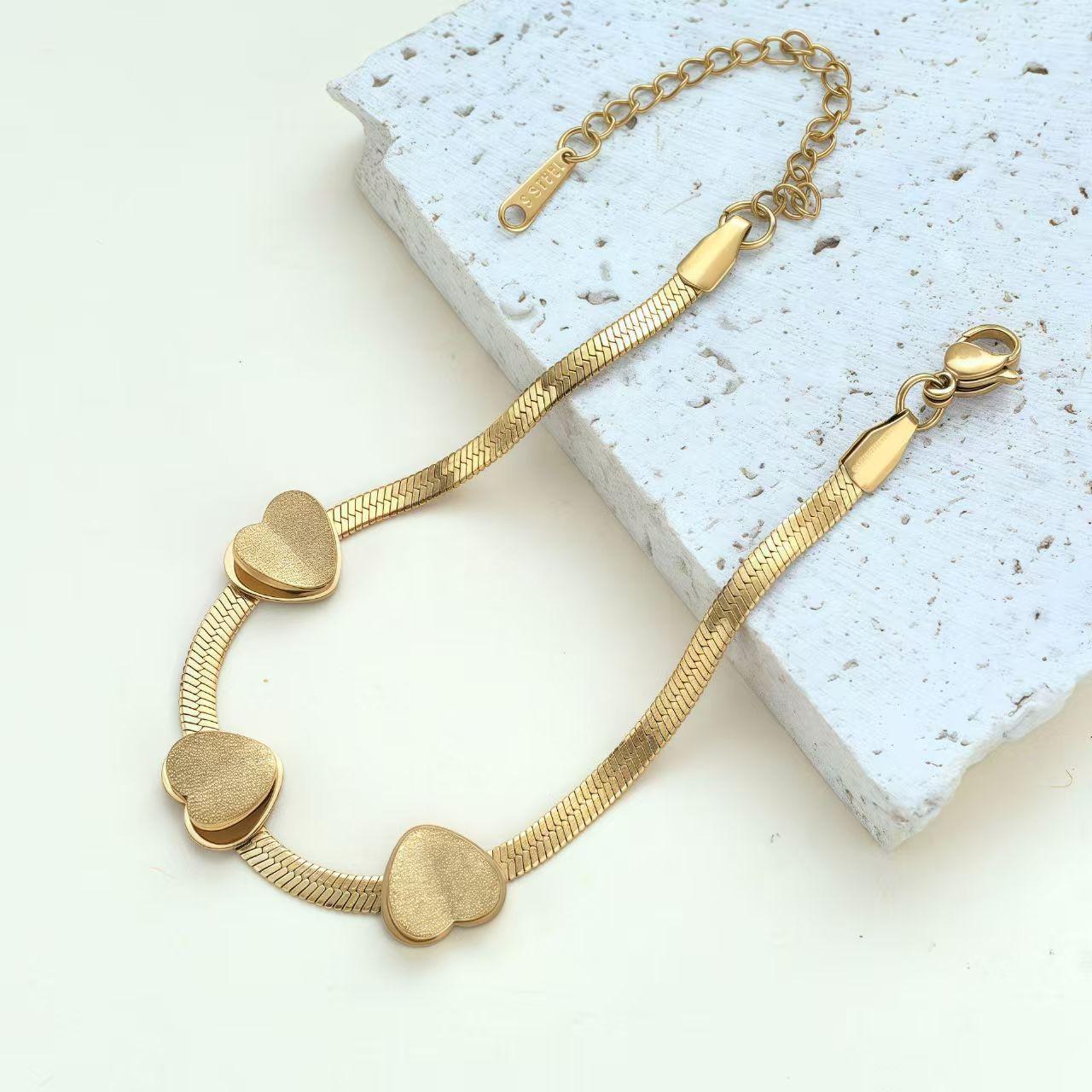 Stainless steel butterfly bracelet, light luxury niche design, flat snake bone chain ins wind versatile collarbone chain jewelry
