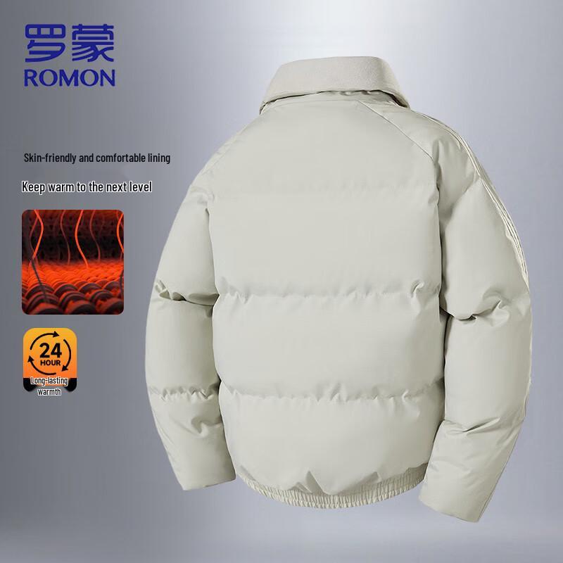 ROMON Men's Autumn/Winter Padded Jacket with Turn-Down Collar