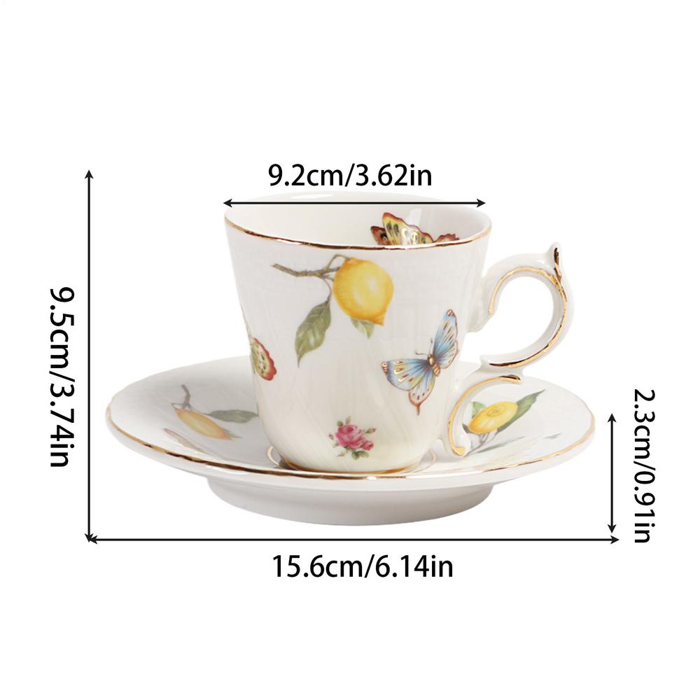 

Tea Cups and Saucers Lemon Pattern Ceramic Breakfast Cup with Saucer Party Supplies Cappuccino Mug for Table Decorations
