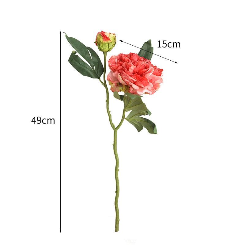 2 Capete Mari Trandafir Roșu Bujor Flori Artificiale Buchet Floare Falsă pentru Casa Mireasa Decorare Nunta