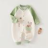 Seamless Cartoon Thick Warm Long Sleeve Newborn Baby One Piece Romper Crawling Suit