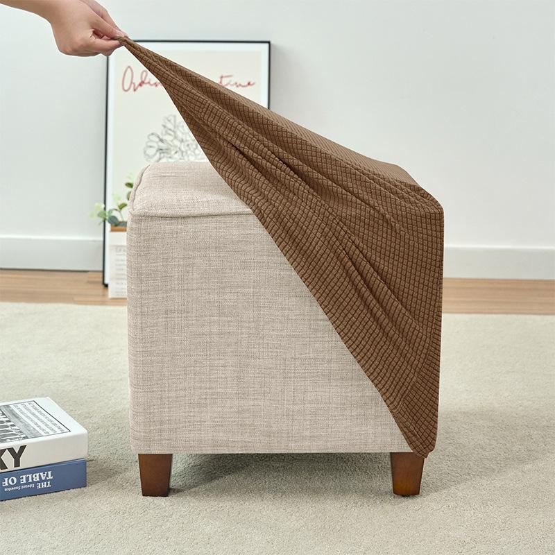 Dehnbarer Polarfleece Ottoman Hockerbezug Kratzfester Hocker-Schutzbezug Klassischer Sofahockerbezug