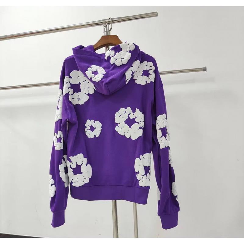 450G Heavyweight Foam Cotton Flower Hoodie - DENIM TEARS.