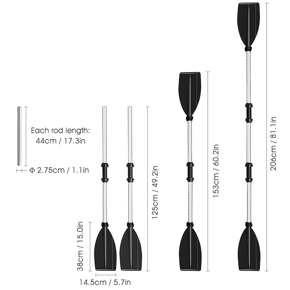 125 cm kajakkpadler Aluminium Magnesiumlegering Lettvektspadler Avtakbare kajakkpadler