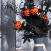 Spooky Home Decor Halloween Pumpkin Stem Decor, Black Maple Leaf Artificial Branch for Indoor Party Decorations Scene, Festive Table Centerpiece,