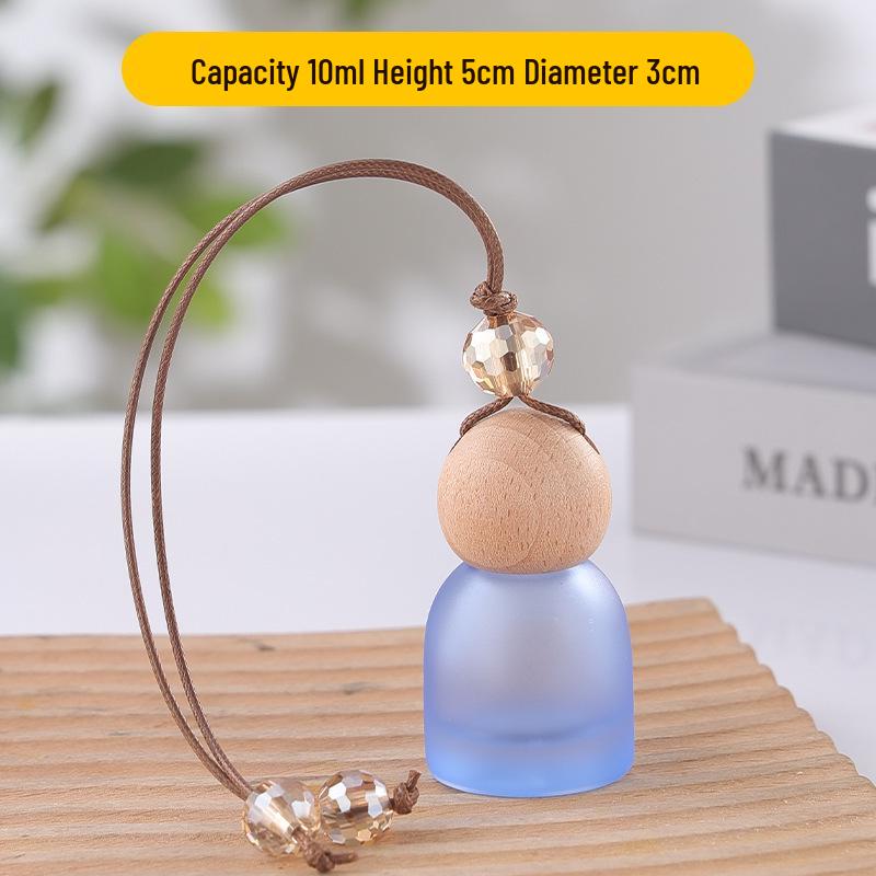 Frosted Glass Car Diffuser Bottle with Lanyard for Essential Oils - Refillable and Ideal for Home or Wardrobe Decor.