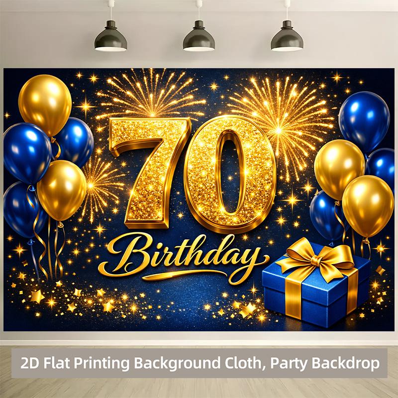 1 Stück 2D-Hintergrundstoff, Polyester-Hintergrundstoff für eine 70. Geburtstagsfeier-Szene, Party, Indoor und Outdoor