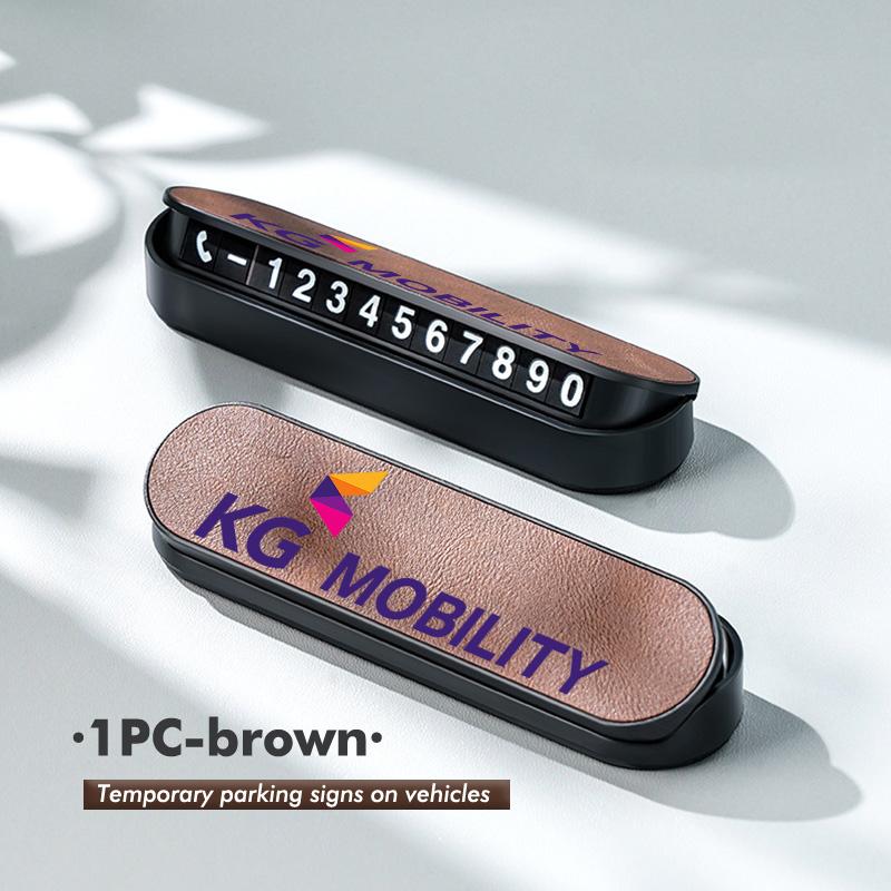 ABS+Leather Car Temporary Parking Plate Signs Phone Number Plate Park Stop For SsangYong Actyon Tivoli Rodius M200 Chairman