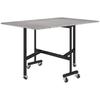 Folding Dining Table on Wheels, 4-6 People, 120 cm, Braked Wheels, 2 Drop Leaves, Industrial, Grey