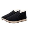 Men's Lightweight Winter Shoes with Fleece Lining, Thickening, and Tire Sole for Warmth; Large Size, Cotton Old Beijing Cloth Shoes.
