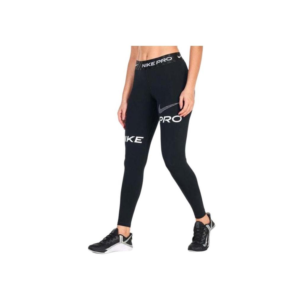 Nike Pro Logo Print High-Waisted Slim Fit Leggings Women Leggings Black DX0080-010