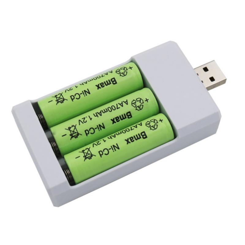 Rechargeable Battery Charger USB Output 3 Slots Charging Short Circuit for Protection Suitable for AAA/AA Battery Tools