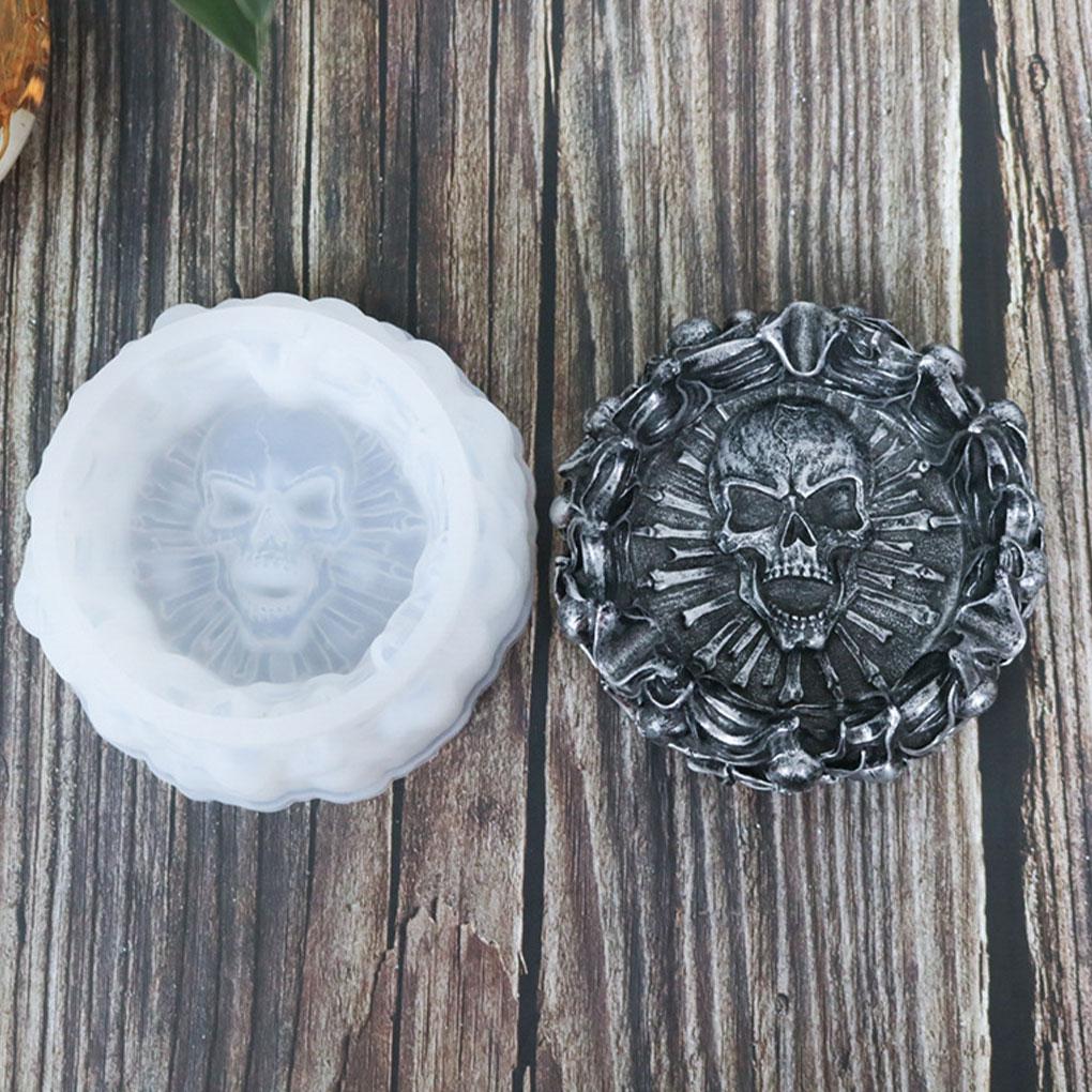 Skeleton Skull Ashtray Silicone Mold Resin Candle Holder Molds Reusable Waterproof Household Easy To Demould Home Decoration Cup