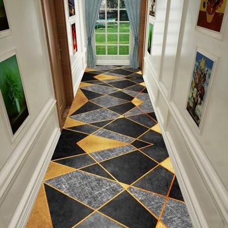 Geometrischer Läufer Teppich Moderner Minimalismus Zuhause Geometrisches Puzzle Design Rutschfester Teppich Eingangsbereich Innen Wasserabsorbierend Ma
