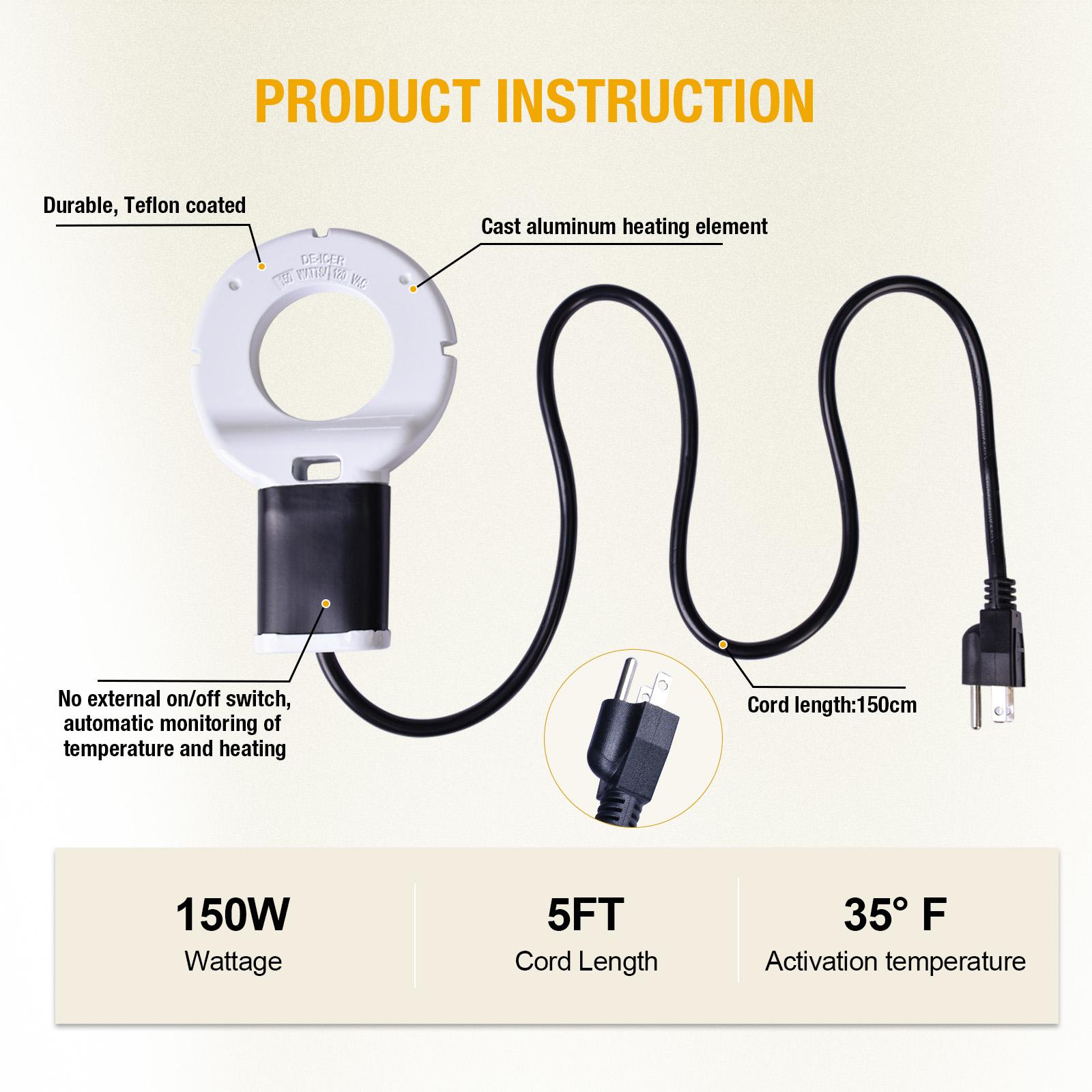 

Submergible Cast Aluminum Thermostatic Control Bird Bath Heater De-Icer for Livestock Poultry Birds Cows Horses Drink Water