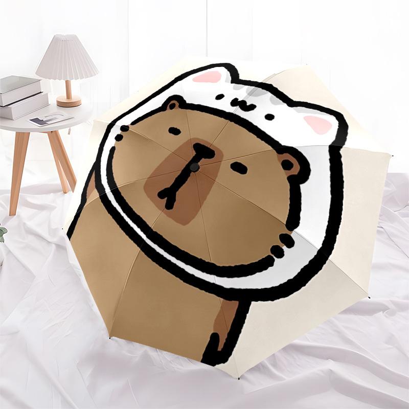 1PC Cat costume, Capybara Automatic Open/close Umbrella with 8-Rib Structure for Women/Men, All-Season Use - Travel Essential, Stylish Accessory, High