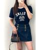 Spring/Summer Women's CE Style Cotton Knit Letter T-Shirt - Short Sleeve, Casual, Versatile.
