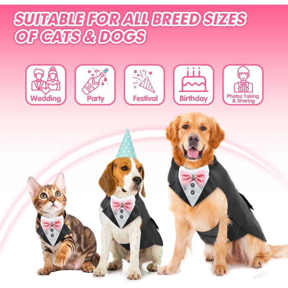 Pet Tuxedo Outfit with Matching Collar Ready Stock Dog Formal Wear Party Costume Premium Pet Clothes