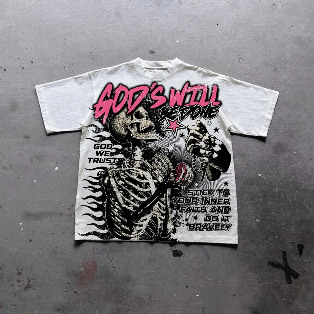 Graphic T-shirt Men Women Vintage Top Hip Hop Streetwear Oversized T-shirt Short Sleeve Casual Clothing Summer Fashion Trendy Tees Top