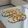 Traditional Colorful Flower Bangle Enamel Women's Hand Bracelet Vintage Cloisonne Bangle  Ladies