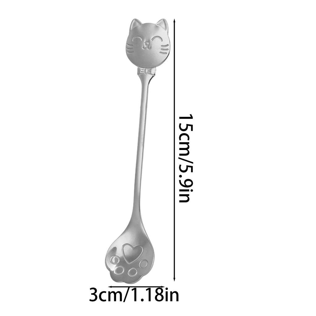 Stainless Steel Cat Claw Coffee Spoon Small Stirring Spoons Ice Cream Cake Dessert Teaspoon Scoops Tableware Kitchen Tools