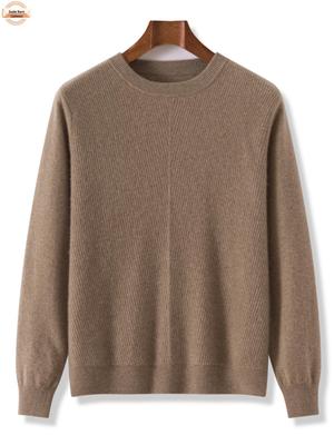 Herren Pullover mit Rundhalsausschnitt aus 100% reiner Wolle - Vielseitiger Langarm Pullover in Unifarbe, warm gestrickt für Herbst und Winter