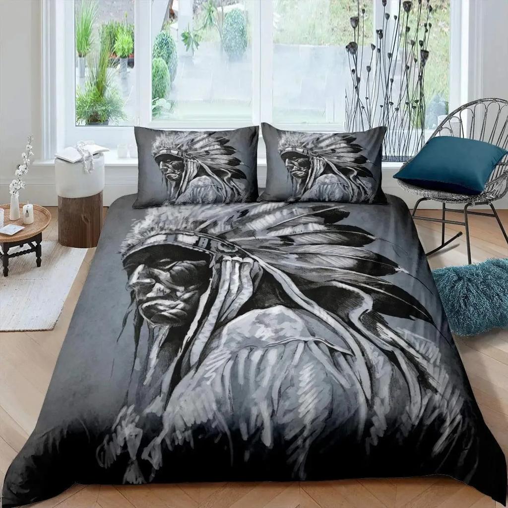 Soldier Duvet Cover Set Teens Boys Japanese-Style Warrior Bedding Set Comforter Cover Set Vintage Style Quilt Cover Full Size