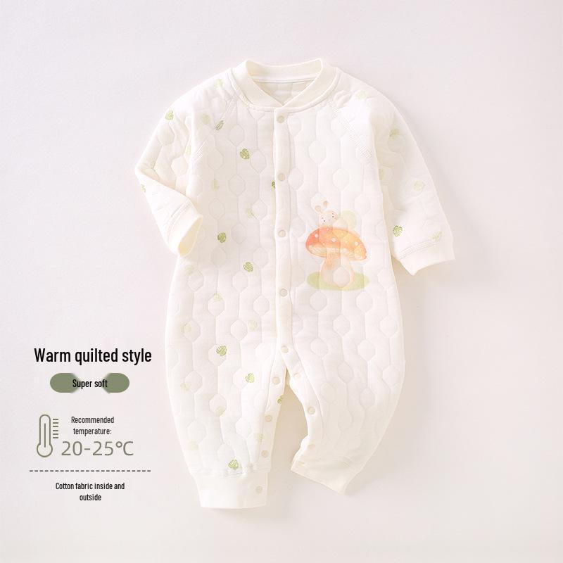 Quilted Baby Romper - Warm Air Cotton Winter Onesie for Newborns