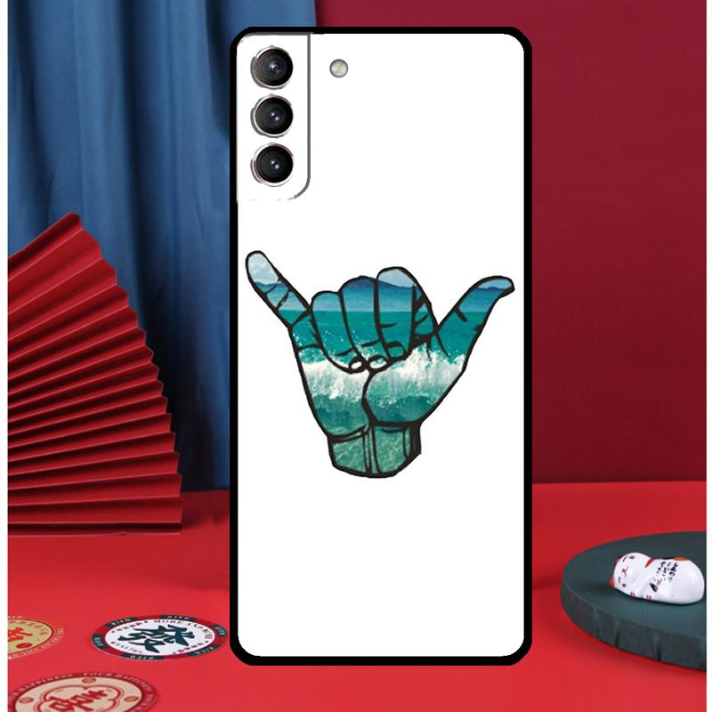 Shaka Surf Hang loose Handyhülle Für Samsung Galaxy S25 Ultra S9 S10 S20 S21 FE S22 S23 Plus S24 Ultra Rückseite
