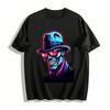 Neon Skull Gentleman Print Cool Casual Short Sleeve T-Shirt Pure Cotton T-shirt