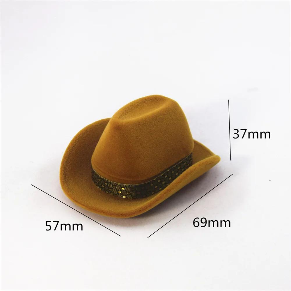 2026 Creative Cowboy Hat Shape Rings Box Velvet Jewelry Display Box Storage Case Jewelry Packaging Display