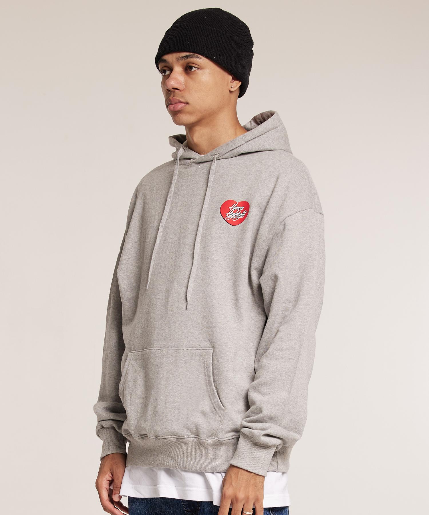 Cream Soda Lab Human Highlight Small Heart Hoodie Gray Red L
