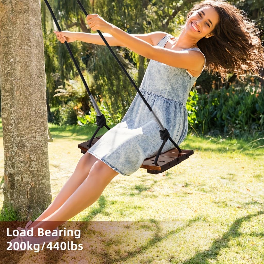 Wooden Swing Chair for Adults, Indoor Outdoor Hanging Swing Set, Backyard Garden Patio Tree Swing,Heavy Duty Porch Hammock Chair