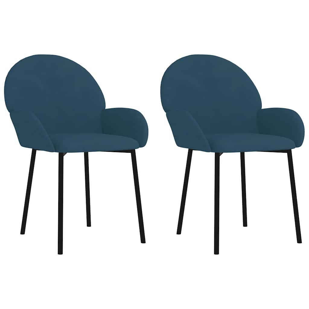 Dining Chairs 2 Pcs Blue Velvet
