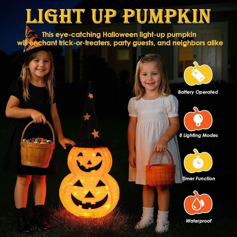 1pcs Halloween Pumpkin Decorations Collapsible Jack-o-Lantern Pumpkin Lights for Indoor Outdoor Home, Party, Yard Decorations