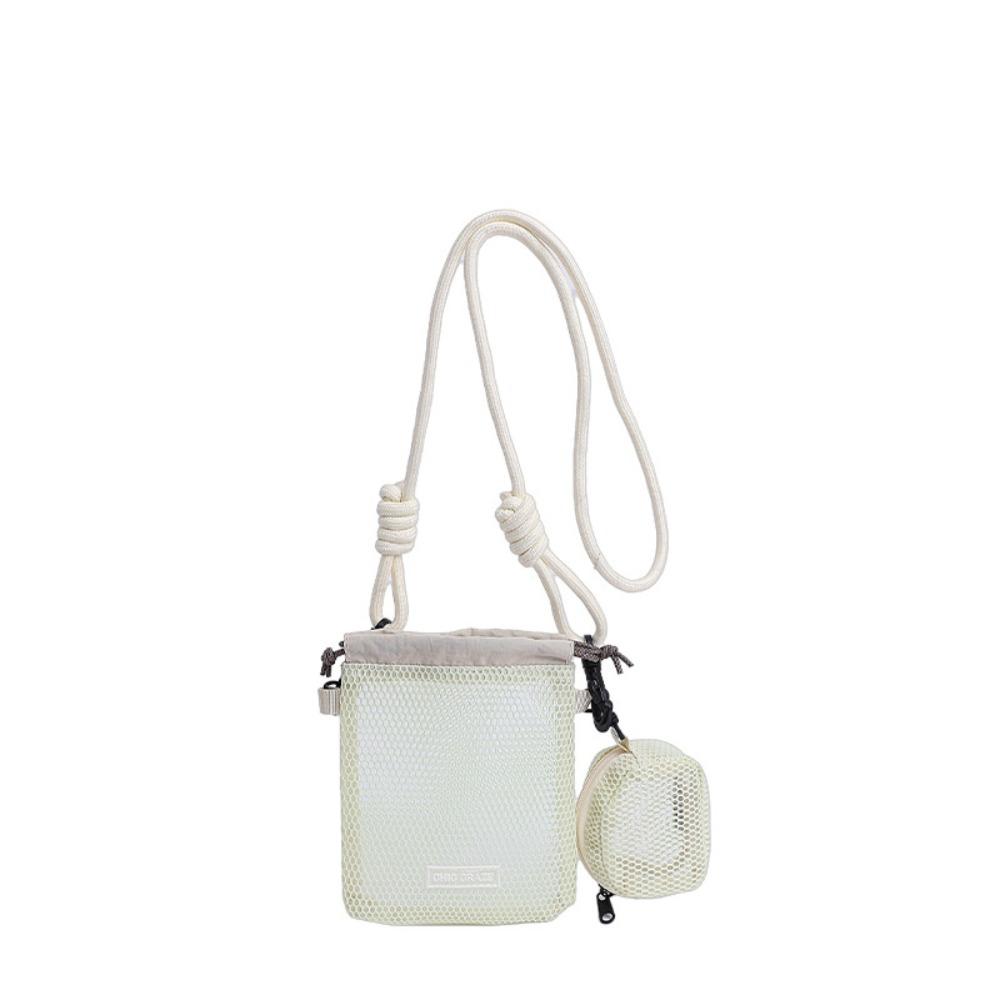 Sweet Drawstring Nylon Mesh Bag Crossbody Bag Korean Style Mesh Shoulder Bag Wallet With Purse Phone Bag Office Worker