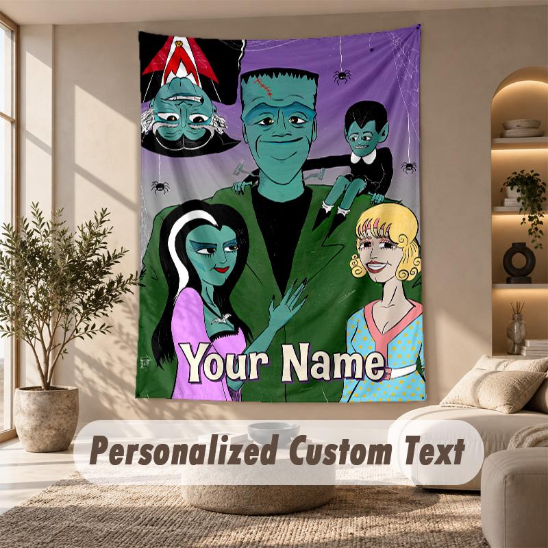Wandteppich Benutzerdefinierter Name Text, Wandbehang Teppich Heim Raum DekorationThe Munsters