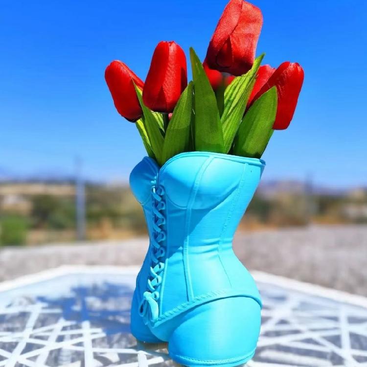 Fashionable 3D Printed Corset Shape Planter Modern Sculptural Design Flower Pot Vases For Living Space Plant Display