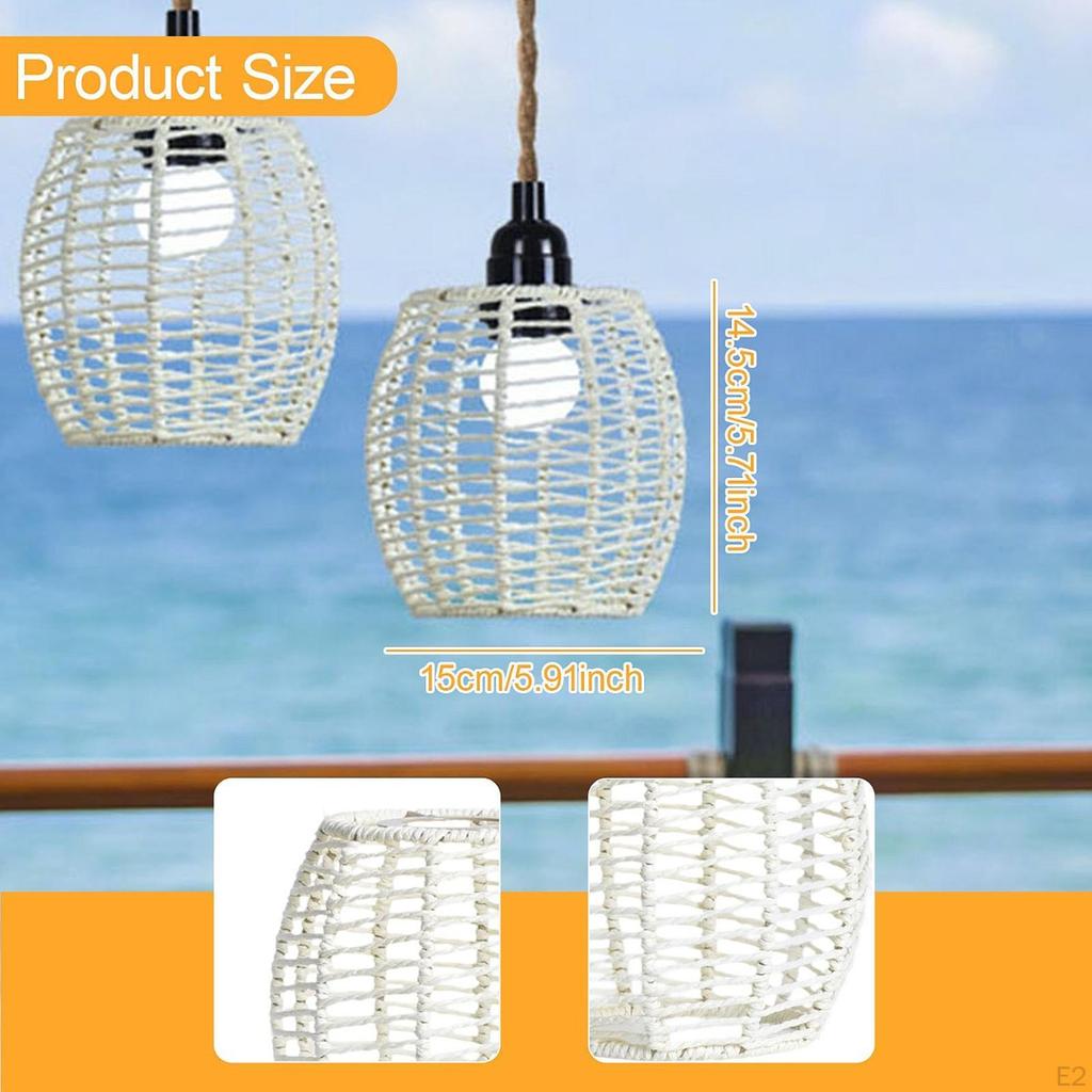 Woven Lampshade Rustic Ceiling Lamp Shade Decor Decorative Pendant Chandelier Covers