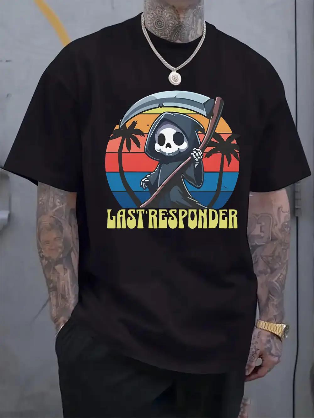 Casual Graphic T-shirt - Last Responder Skeleton Print S