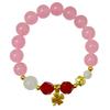 Natural Stone Beaded Bracelet for Women Handmade 10mm Round Beads Stretch Bangle with Four-leaf Clover Pendant DIY Jewelry Gifts