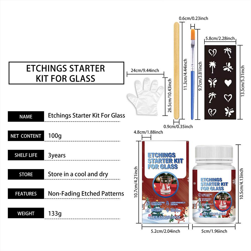 Glass Etching Kit DIY Permanent Etch Cream Art Supplies for Glassware Ceramic Decoration Festival Anniversary Gifts