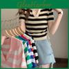 Hals Polo Gestrickt Damen Streifen Bluse Tops Büro Damen Mode Lässig Eng Kurzarm Top T-Shirt Damen Schickes Outfit