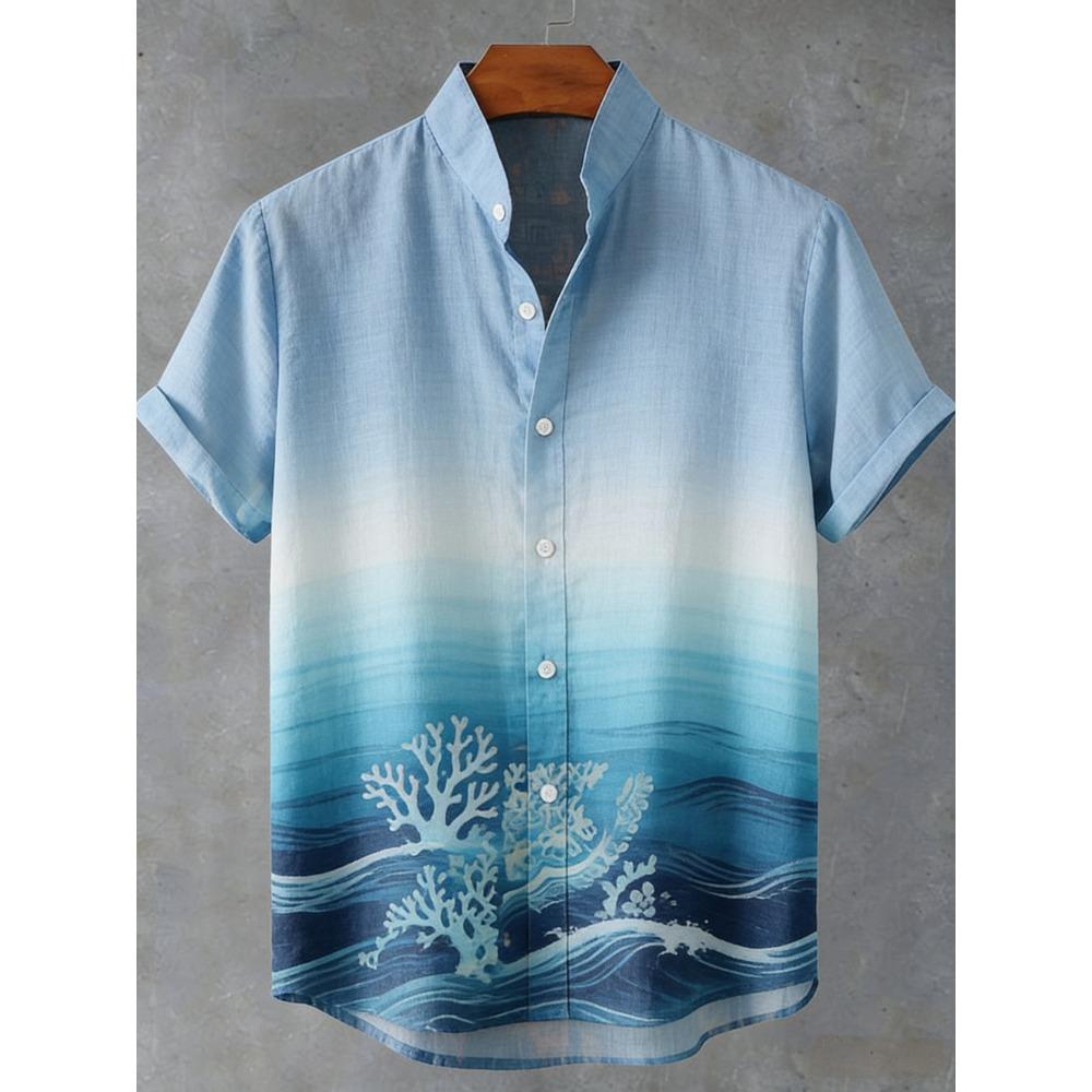 2026 Men's New Fun Short-Sleeved Shirt Turtle Octopus Whale 3D HD Printed Shirt Hawaiian Vacation Social Men's Clothing