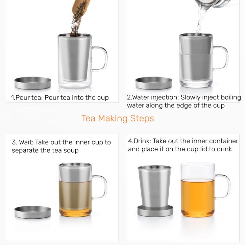 Samadoyo Heat Resistant Filter Glass Tea Cup Water Cup Personal Cup 500ml 350ml