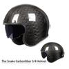 2025 Vintage Adults Motorcycle Jet Helmet Open Face 3/4 Helmet Carbonfiber Racing Riding Cruise Helmet Capacete with Headset DOT
