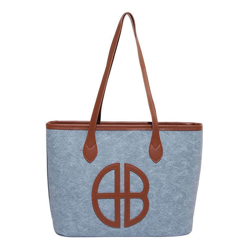 

Women s Retro Colorblock Tote Bag - Large Capacity Shoulder & Underarm Bag for Summer 2025