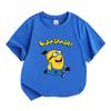 Kids Boys Girls 100% Cotton Crew Neck Short Sleeve T-Shirt, Cute Banana Character Print Casual Comfortable Lightweight Tee for Daily Wear, Outing and