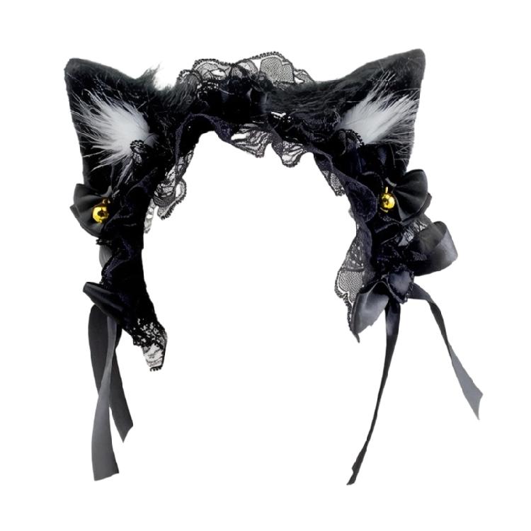 

Lolitas Headdress Faux Furs Cats Ears Headband Maid Headband Hairband Halloween Cosplay Fancy Dress Party Costumes Gifts чорний